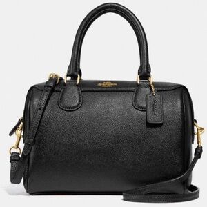 Coach Black Mini Bennett Crossgrain Leather Crossbody Satchel